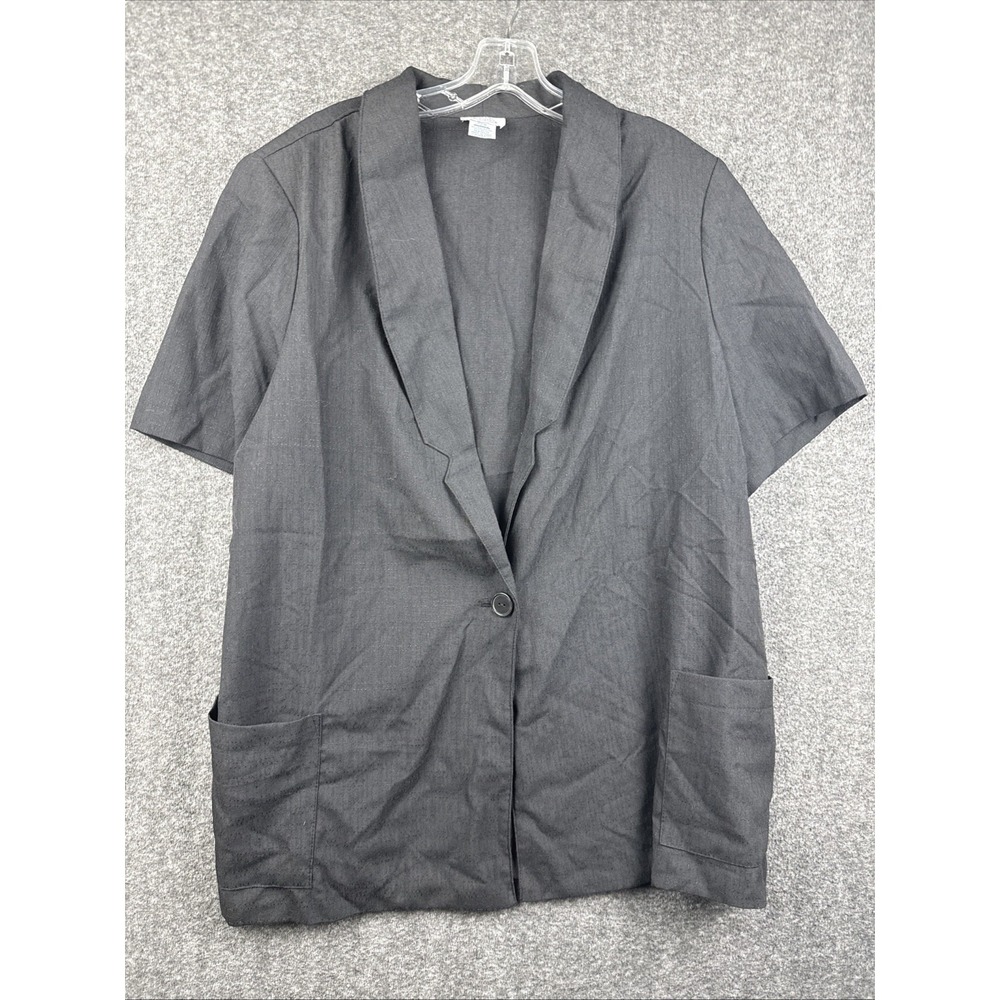 ONLY Necessities Women's Plus 22W Black‎ Blazer Top Short Sleeve Shoulder Pads